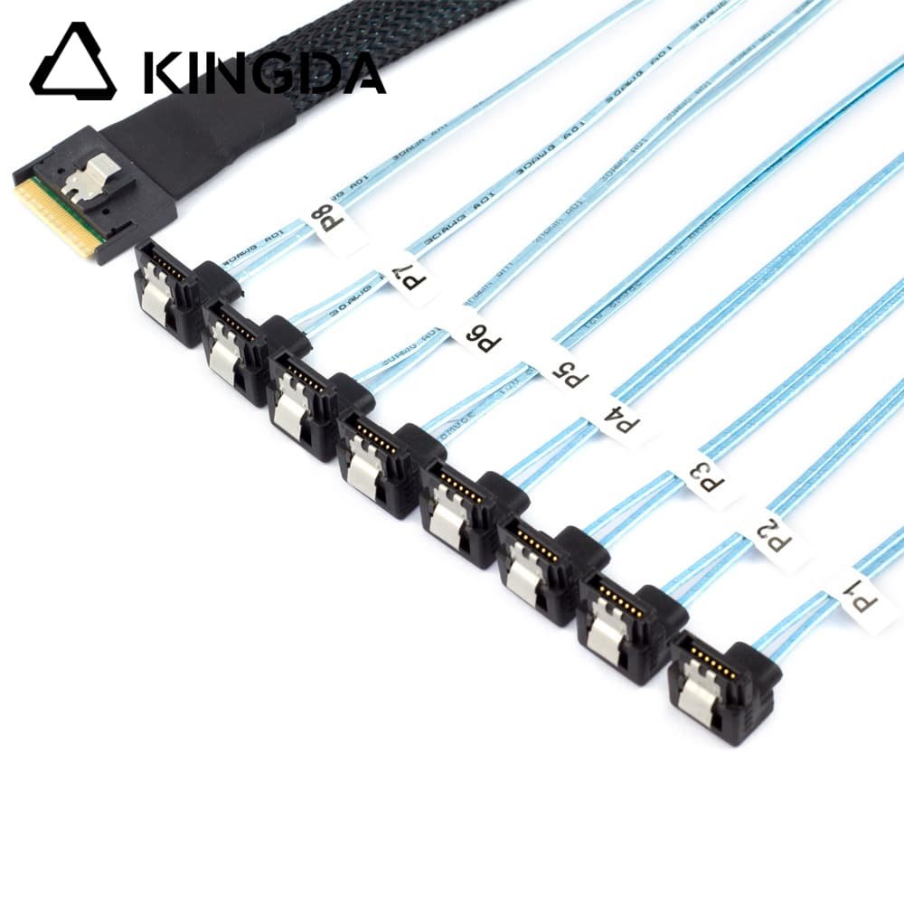 Anti-skew Insertion SFF 8654 8I to 8 right angle SATA 7P