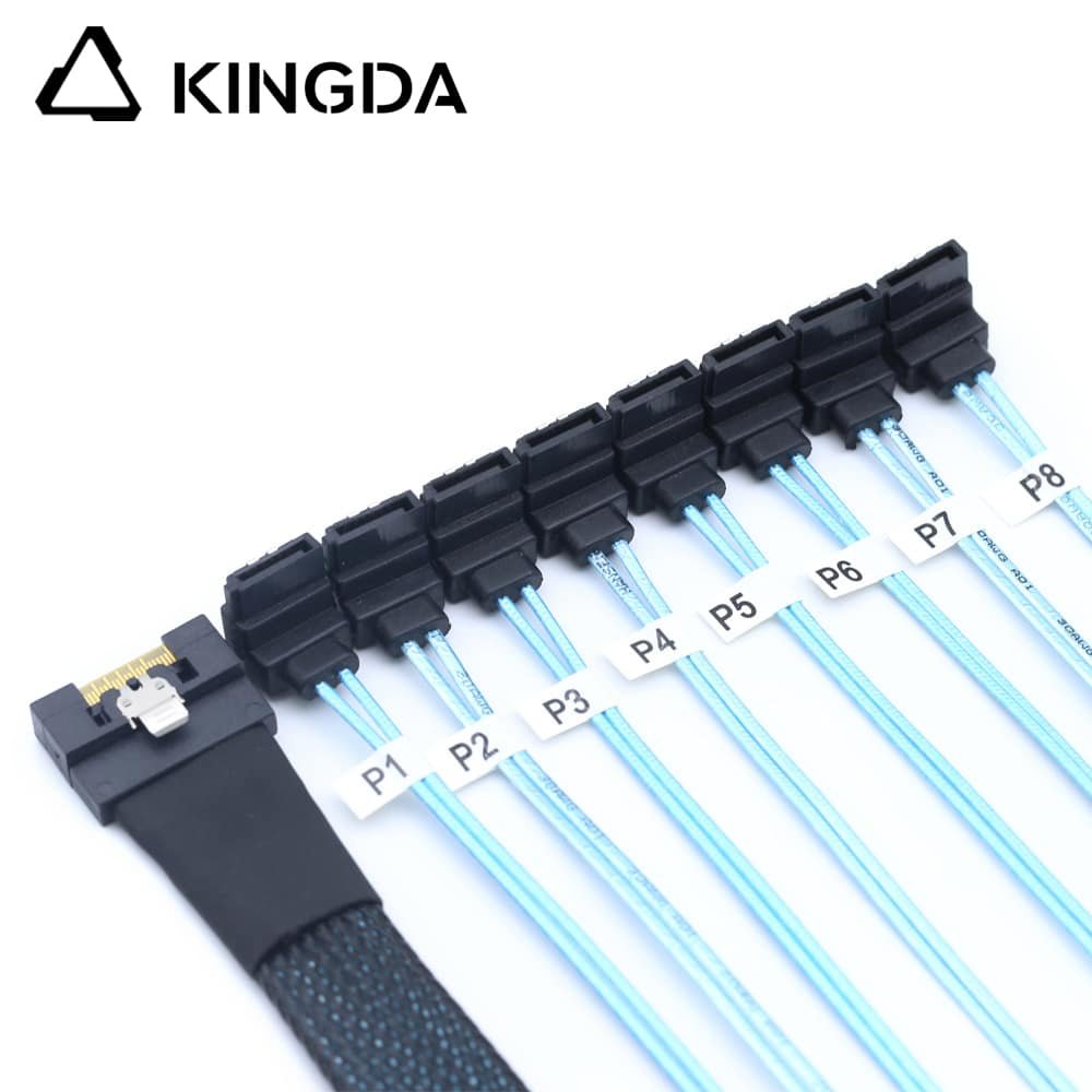 Anti-skew Insertion SFF 8654 8I to 8 right angle SATA 7P