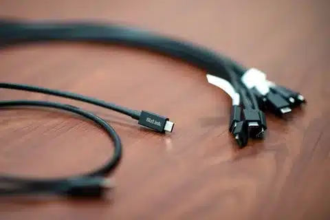 Group of USB-C cables highlighting maximum supported length for data and charging.