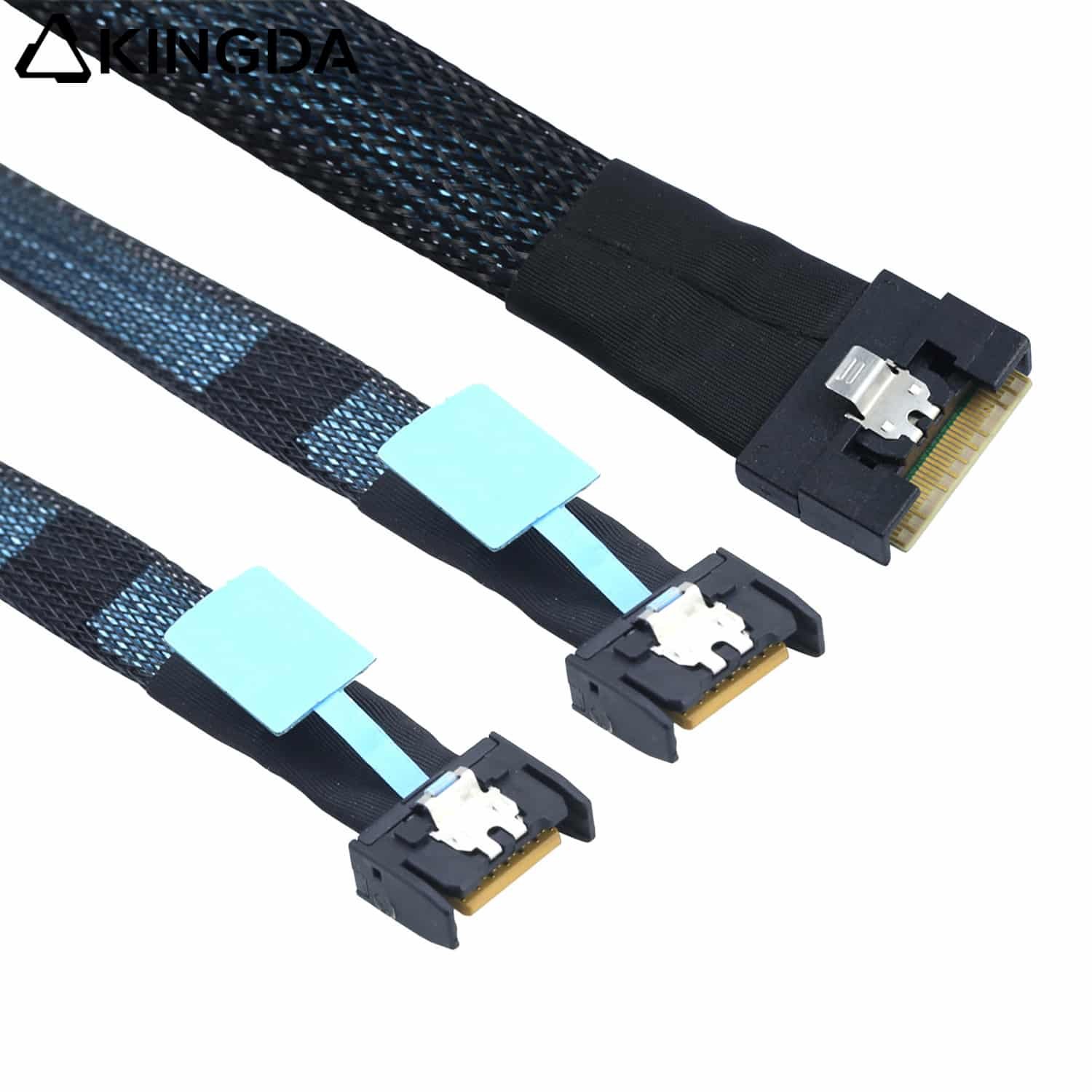 Full-encapsulated SFF 8654 8I to dual MCIO SFF 8654 8I