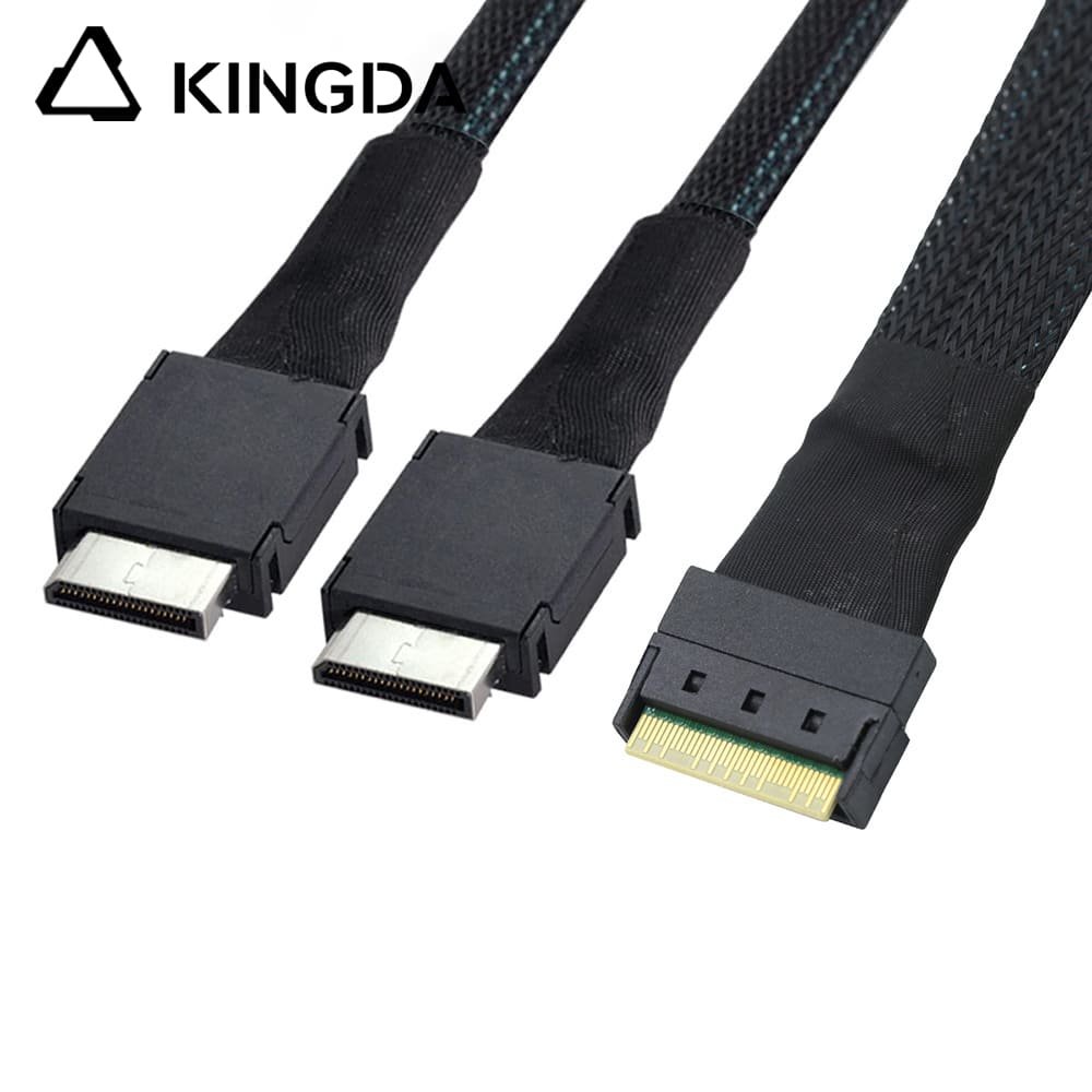 Full-encapsulated SFF 8654 8I to dual Oculink sff 8611 8i