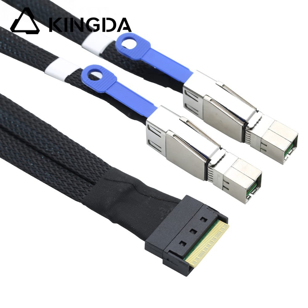 Full-encapsulated SFF 8654 8I to dual SFF 8644