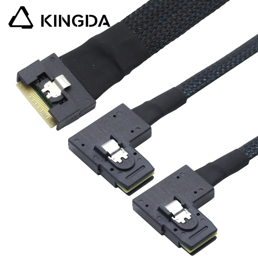 Full-encapsulated SFF 8654 8I to dual left bend sff 8087