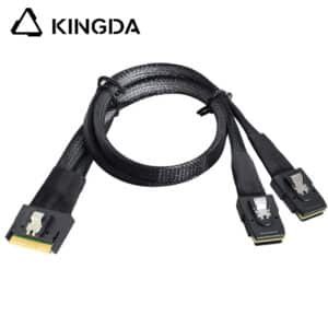 Full-encapsulated SFF 8654 8I to dual straight SFF 8087