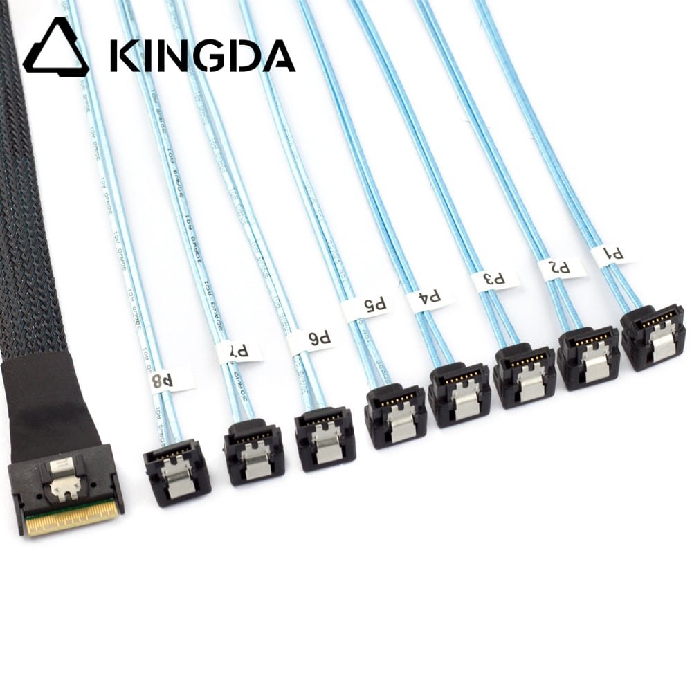 Fully enclosed anti-slip insertion anti-tilt insertion Slim SAS SFF 8654 8I to 8 right angle SATA 7P