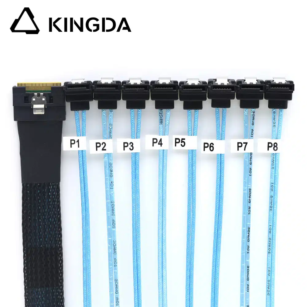 Fully enclosed anti-slip insertion anti-tilt insertion Slim SAS SFF 8654 8I to 8 right angle SATA 7P