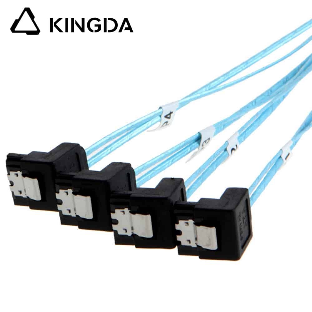 Left bend 90 degree Mini SAS HD SFF-8087 to 4X Right angle 90 degree SATA 7P High Speed Server Internal Connection Wire Harness