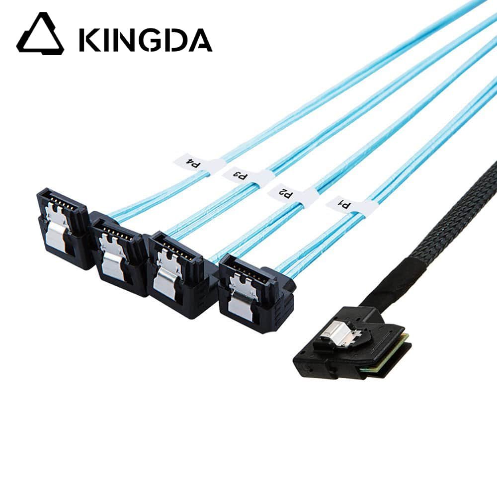 Left bend 90 degree Mini SAS HD SFF-8087 to 4X Right angle 90 degree SATA 7P High Speed Server Internal Connection Wire Harness