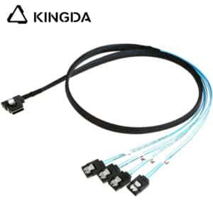 Left bend 90 degree Mini SAS HD SFF-8087 to 4X SATA 7P High Speed Server Internal Connection Wire Harness