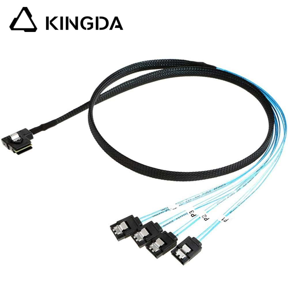 Left bend 90 degree Mini SAS HD SFF-8087 to 4X SATA 7P High Speed Server Internal Connection Wire Harness