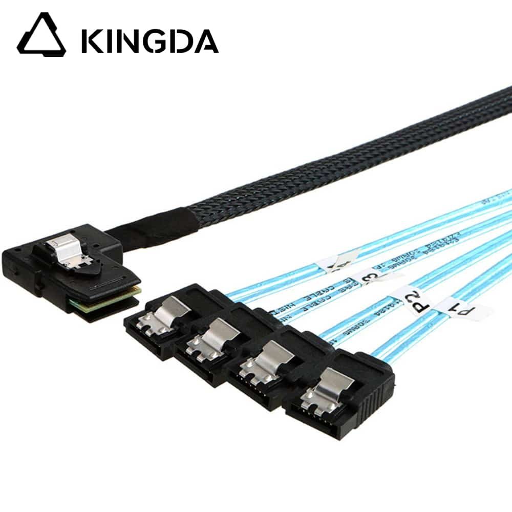 Left bend 90 degree Mini SAS HD SFF-8087 to 4X SATA 7P High Speed Server Internal Connection Wire Harness
