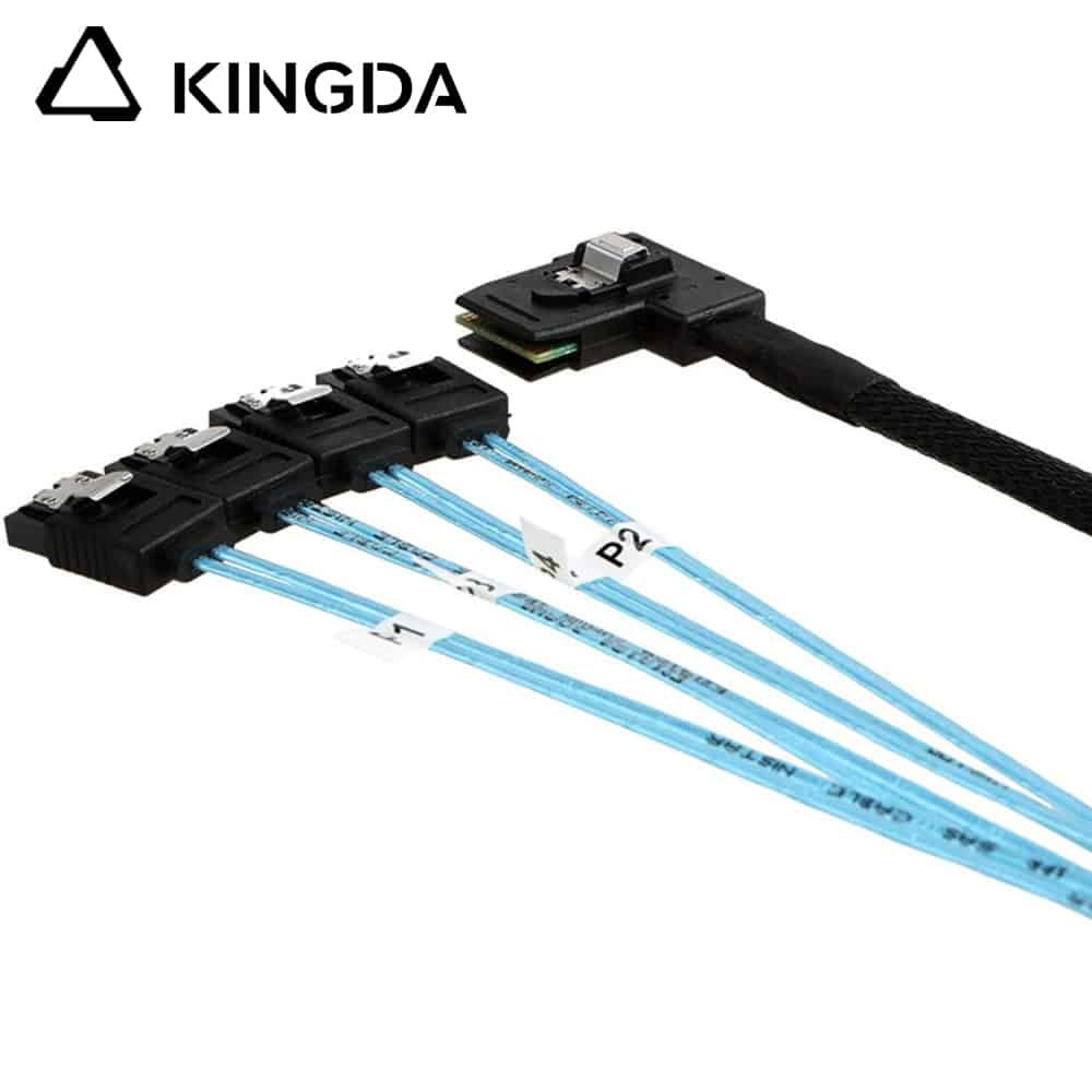Left bend 90 degree Mini SAS HD SFF-8087 to 4X SATA 7P High Speed Server Internal Connection Wire Harness
