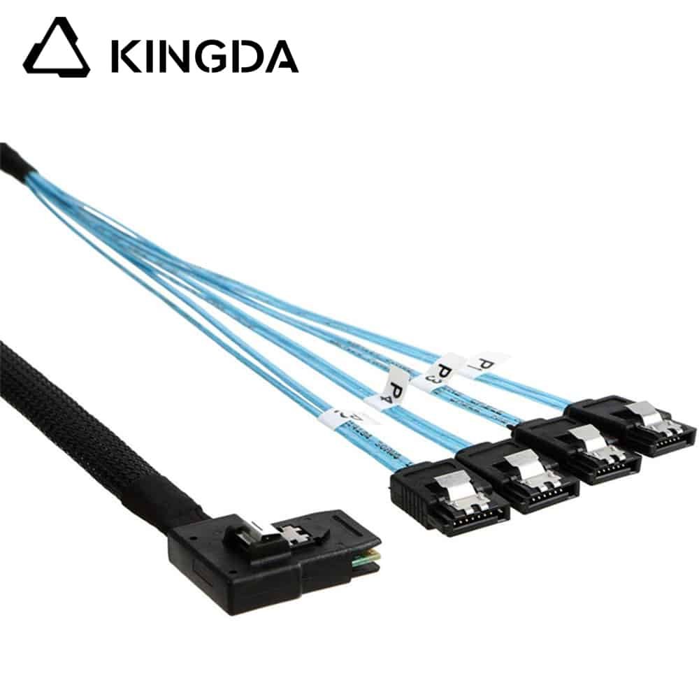 Left bend 90 degree Mini SAS HD SFF-8087 to 4X SATA 7P High Speed Server Internal Connection Wire Harness