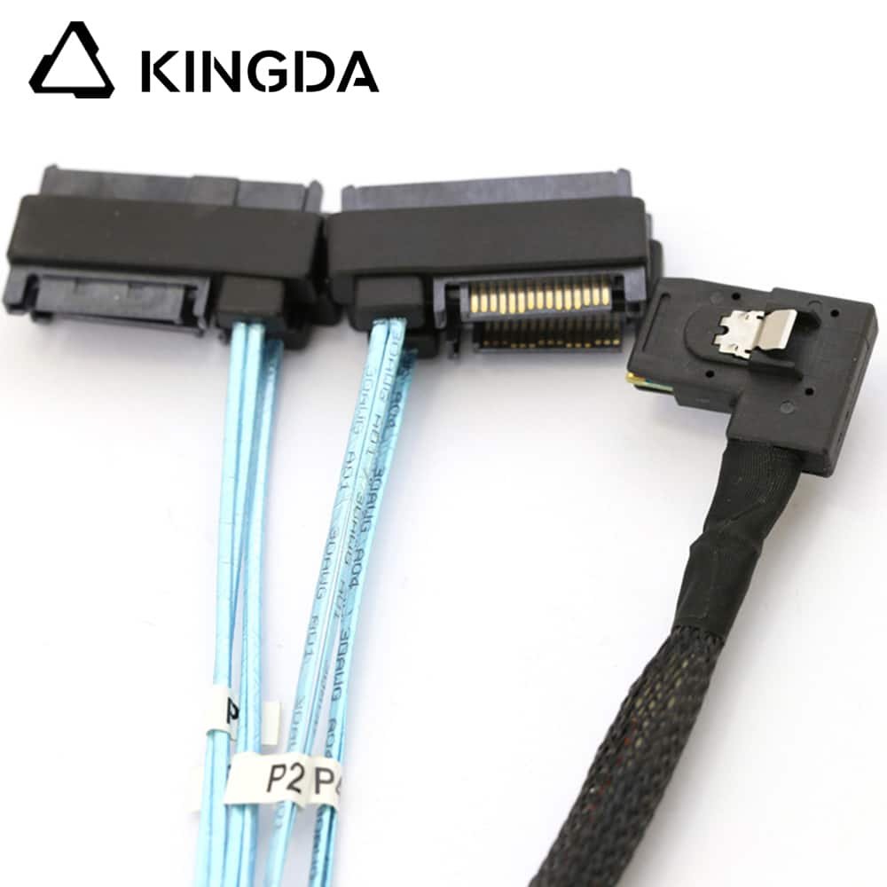 Left bend 90 degree Mini SAS HD SFF-8087 to 4X SFF 8482 2-in-1 High Speed Server Internal Connection Wire Harness