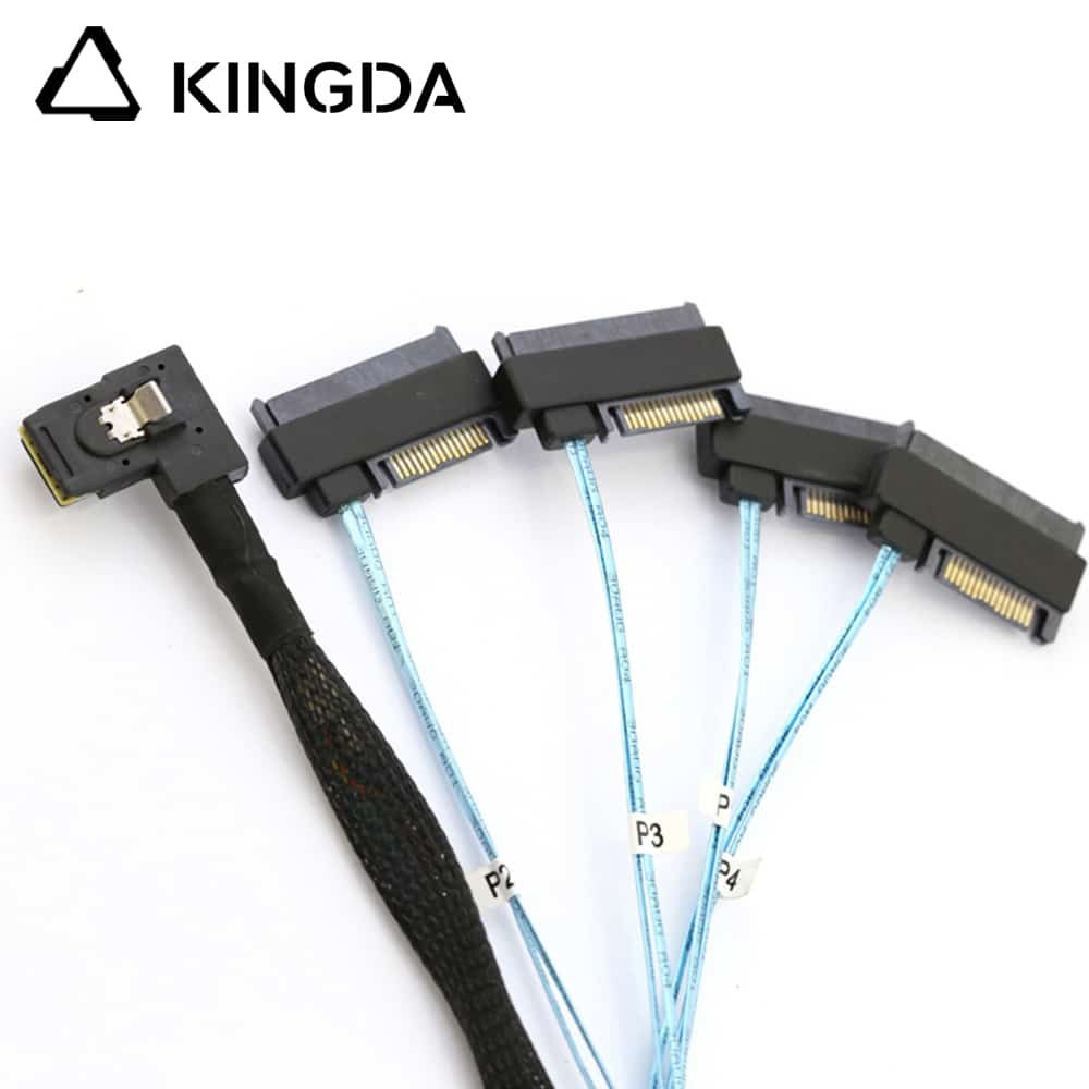 Left bend 90 degree Mini SAS HD SFF-8087 to 4X SFF 8482 2-in-1 High Speed Server Internal Connection Wire Harness