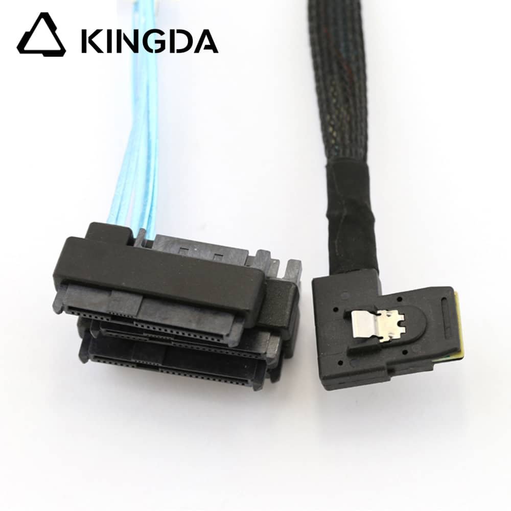 Left bend 90 degree Mini SAS HD SFF-8087 to 4X SFF 8482 2-in-1 High Speed Server Internal Connection Wire Harness