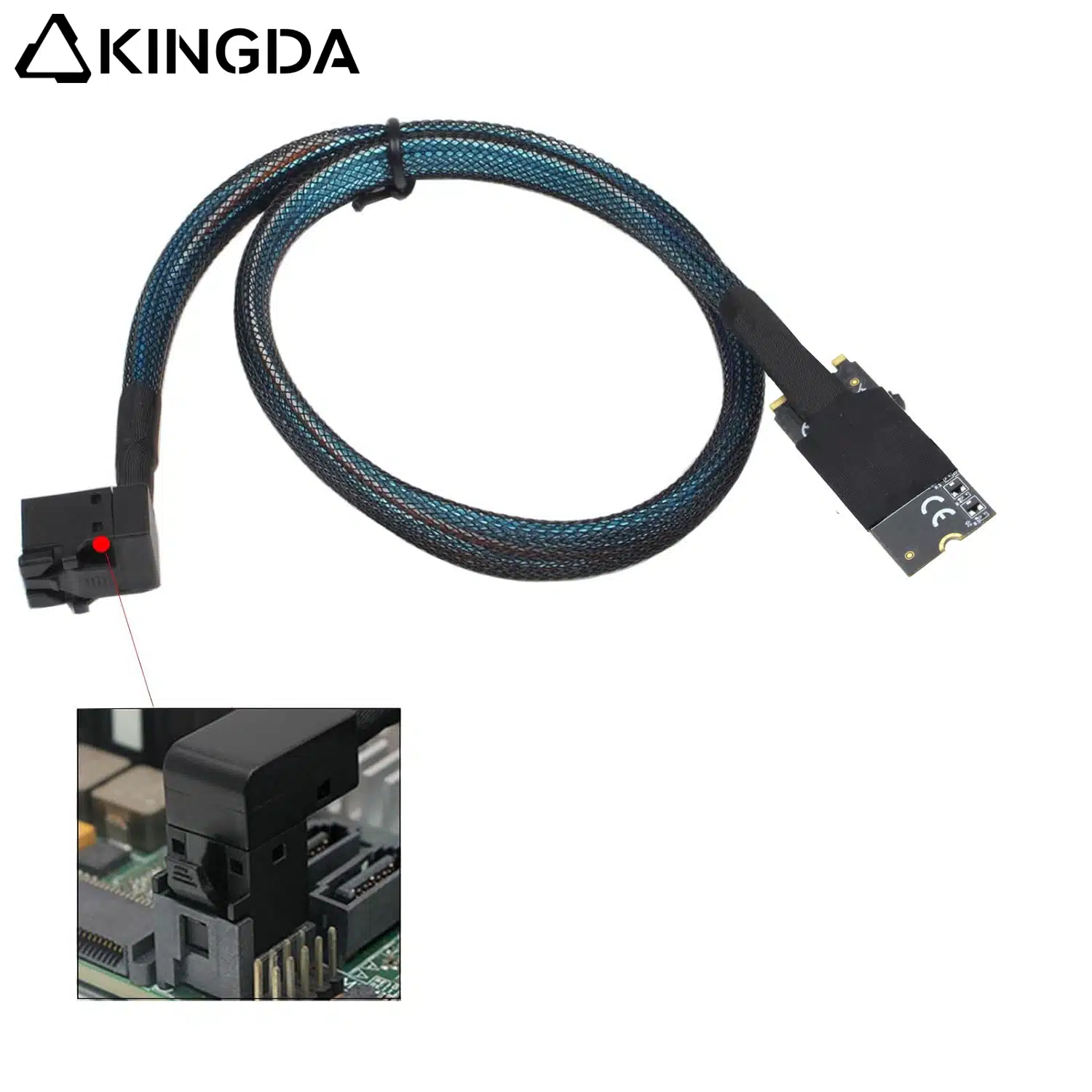 M.2 (M-Key NVMe 2260) PCB to right angle SAS SFF 8643 cable