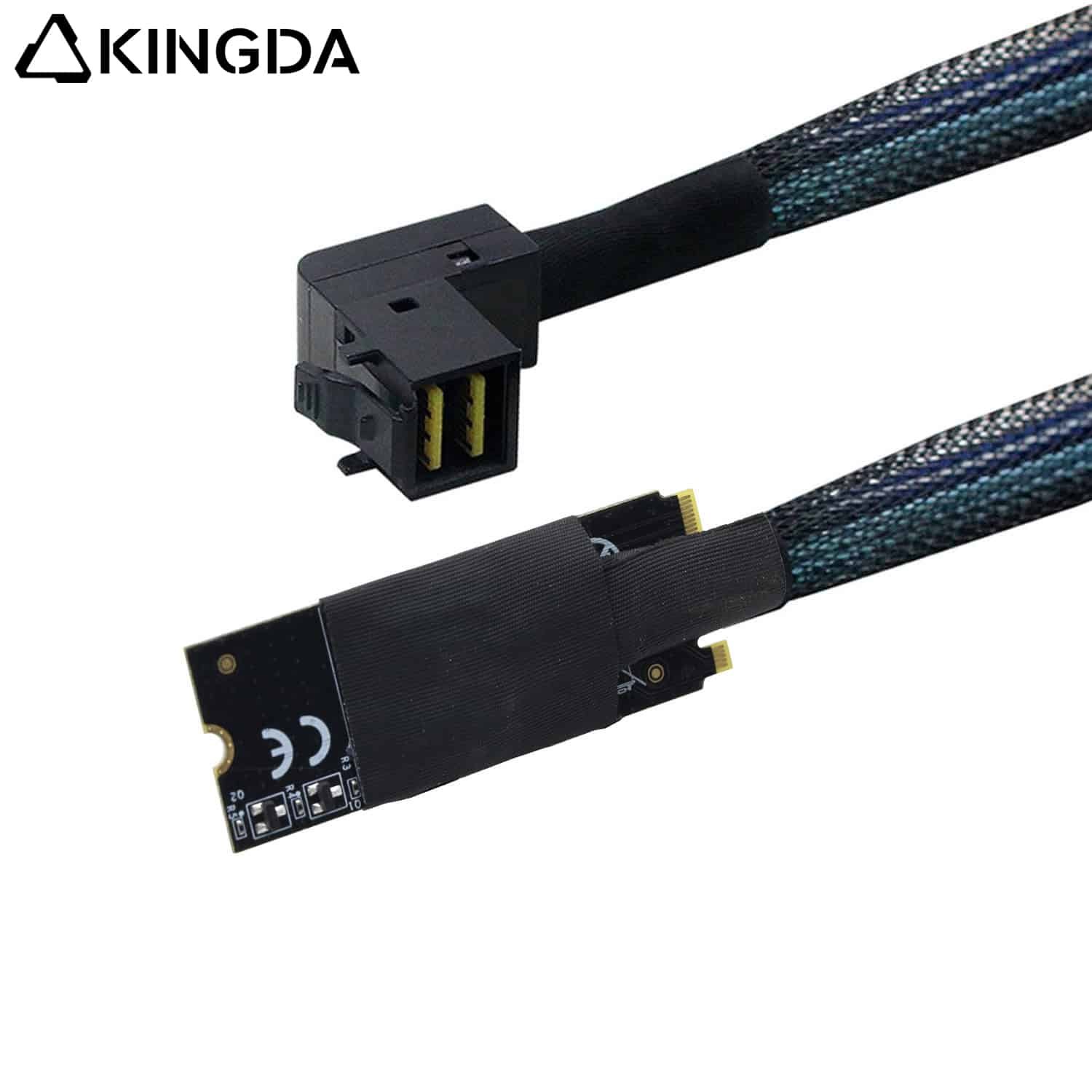 M.2 (M-Key NVMe 2260) to 90 degree SAS SFF-8643 cable