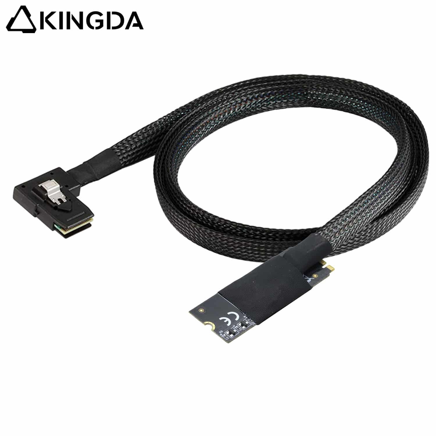 M.2 (M-Key NVMe 2260) to SAS SFF-8087 Left-angled