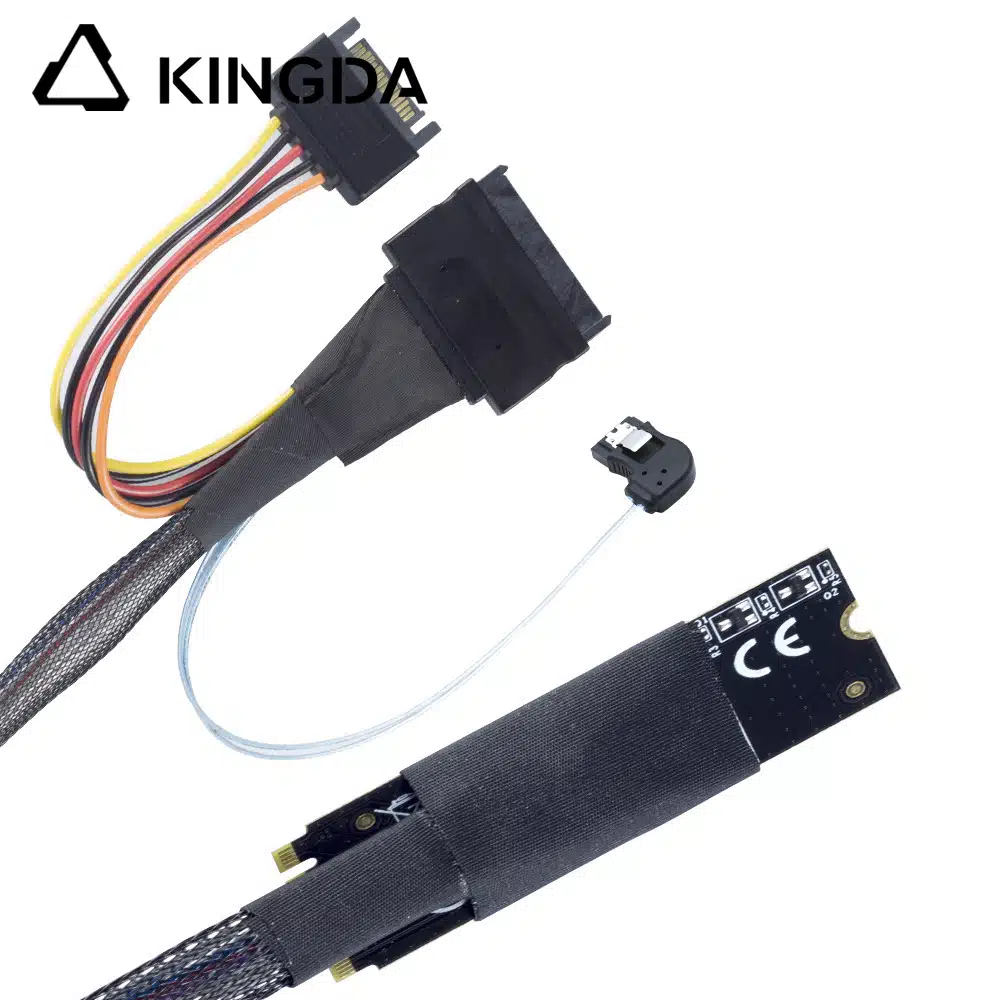 M.2 M-Key SFF-8643 to SATA 7P left bedned