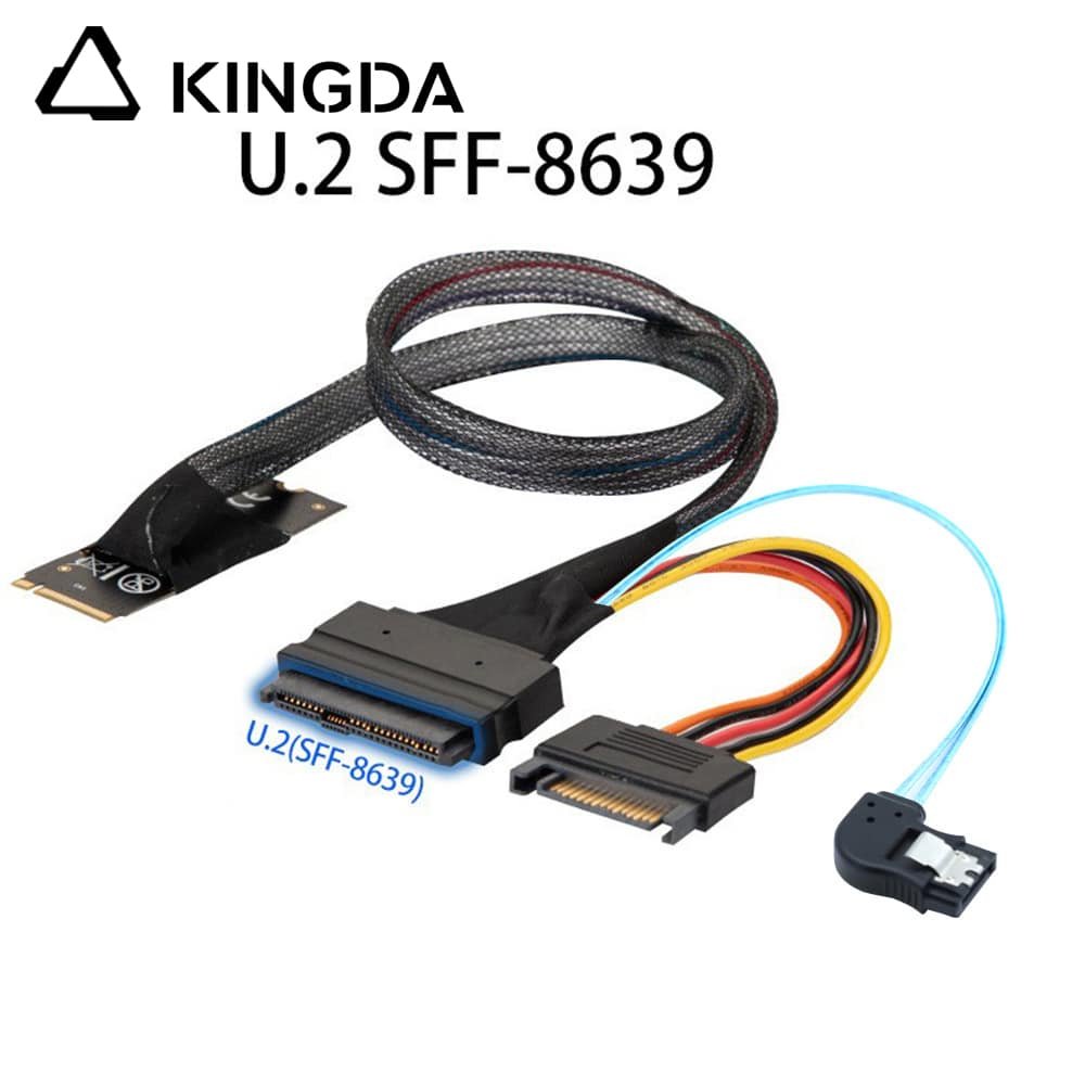 M.2 M-Key SFF-8643 to U.2 SFF-8639 SATA 15P 7P Left-angled
