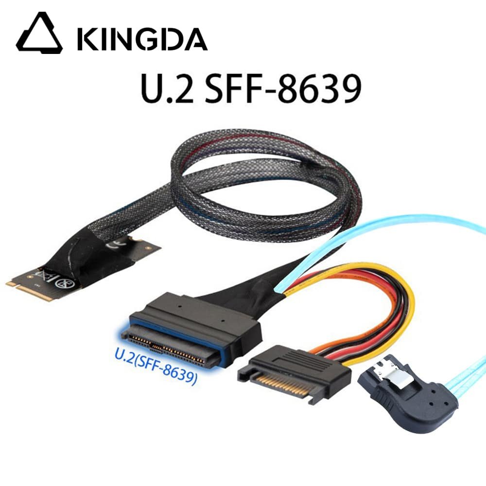 M.2 M-Key SFF-8643 to U.2 SFF-8639 SATA 15P right bend 7P