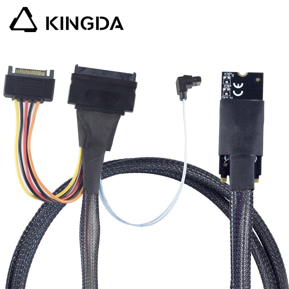 M.2 M-Key SFF-8643 to U.2 SFF-8639 with SATA 15P and 90 degree sata 7P