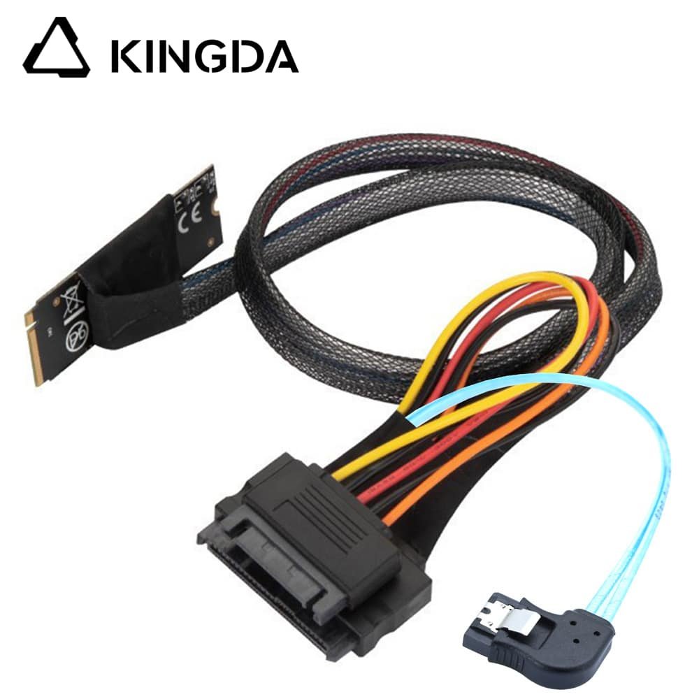 M.2 M-Key SFF-8643 to U.2 SFF-8639 with SATA 15P and right turn sata 7P