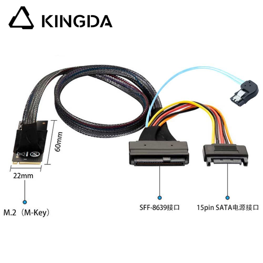 M.2 M-Key SFF-8643 to U.2 SFF-8639 with sata 15p sata 7P
