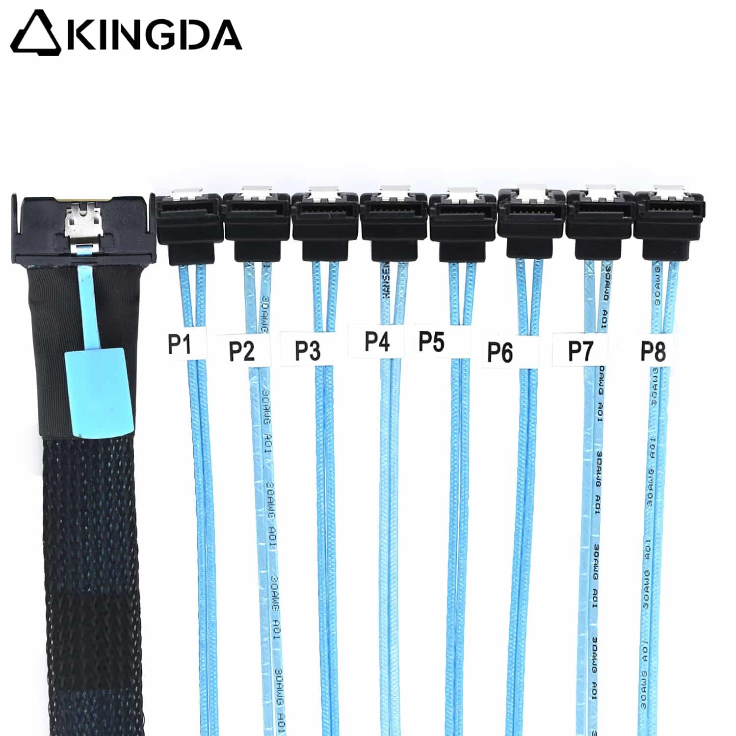 MCIO 8I 74PIN TO 8 port 90 degree sata 7p cable