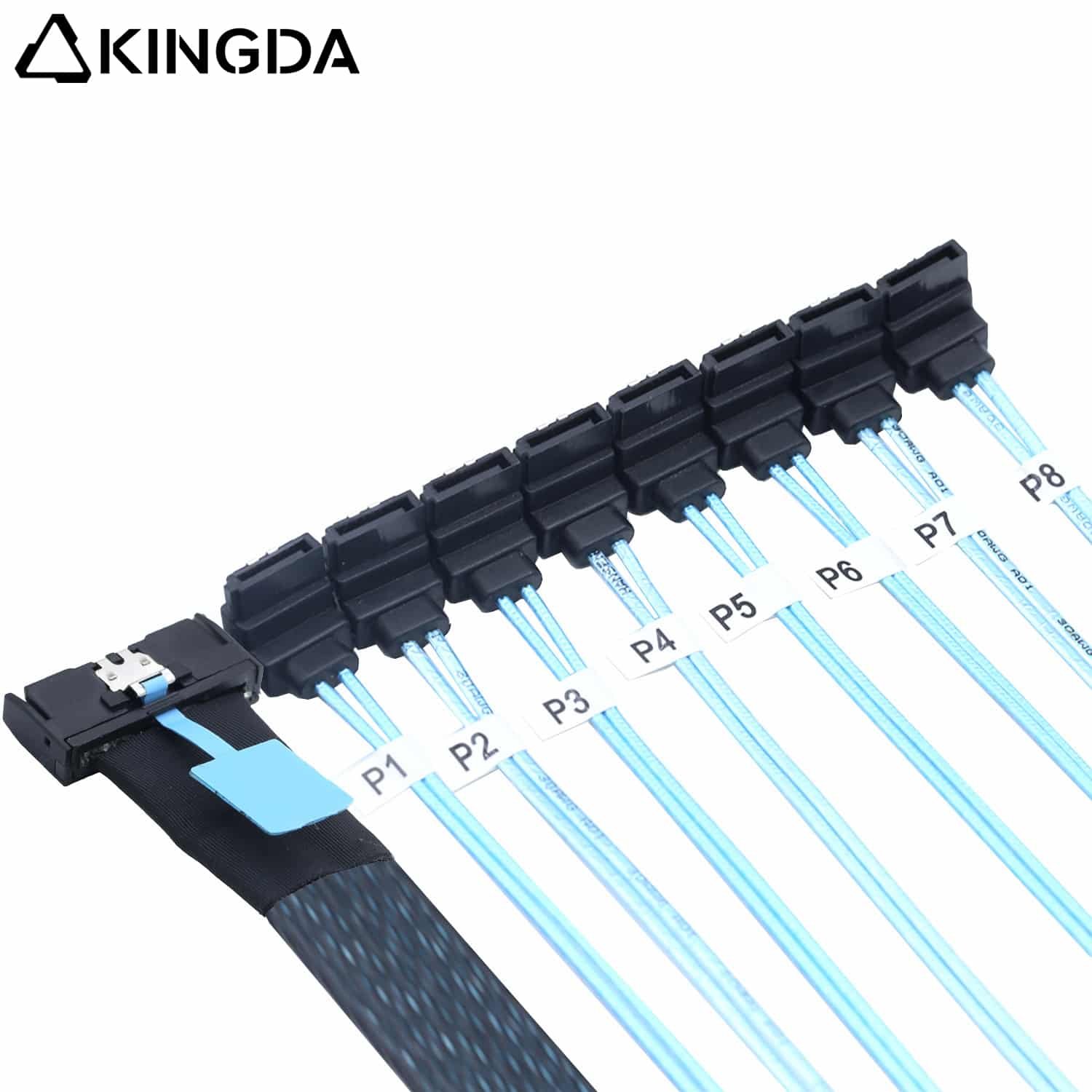 MCIO 8I TO 8 port 90 degree SATA 7P female cable