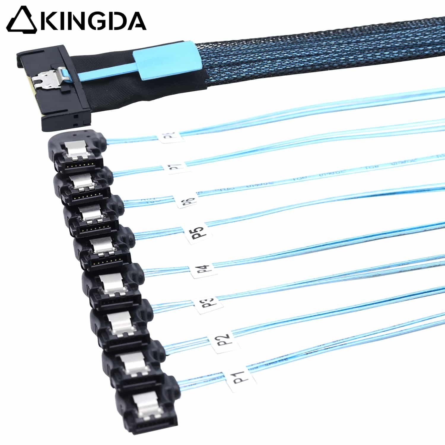 MCIO 8I TO 8 port 90 degree SATA 7P female cable