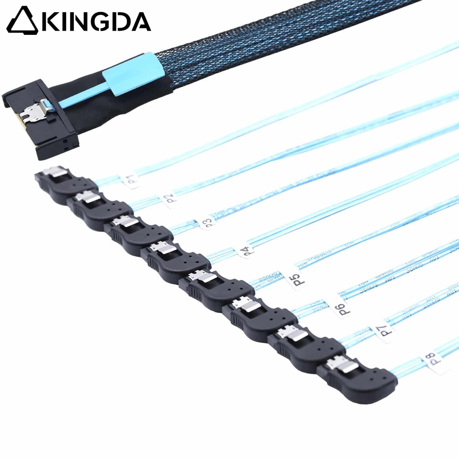 MCIO 8I TO 8 port 90 degree SATA 7P female cable