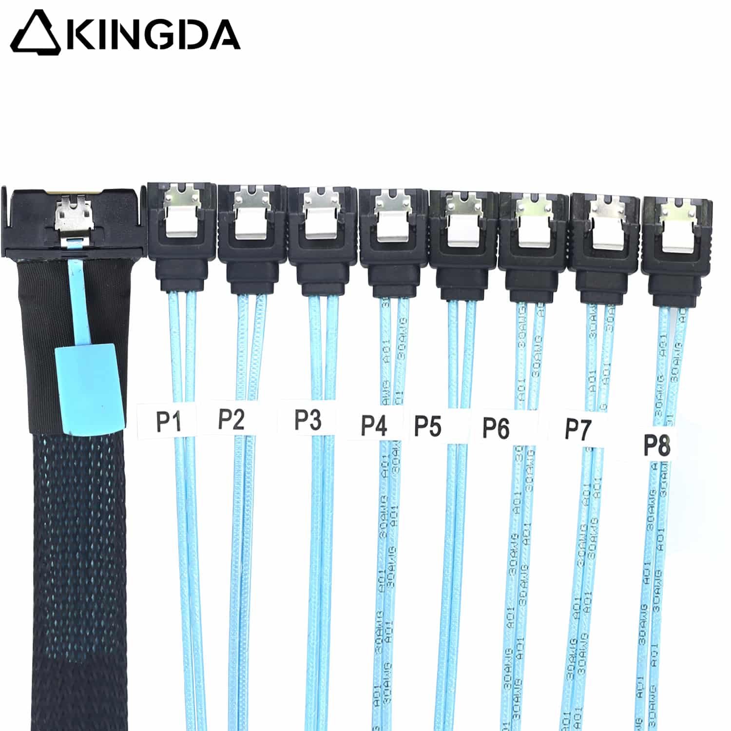 MCIO PCIE SAS SFF-8654 8I to 8 SATA 7P Female cable