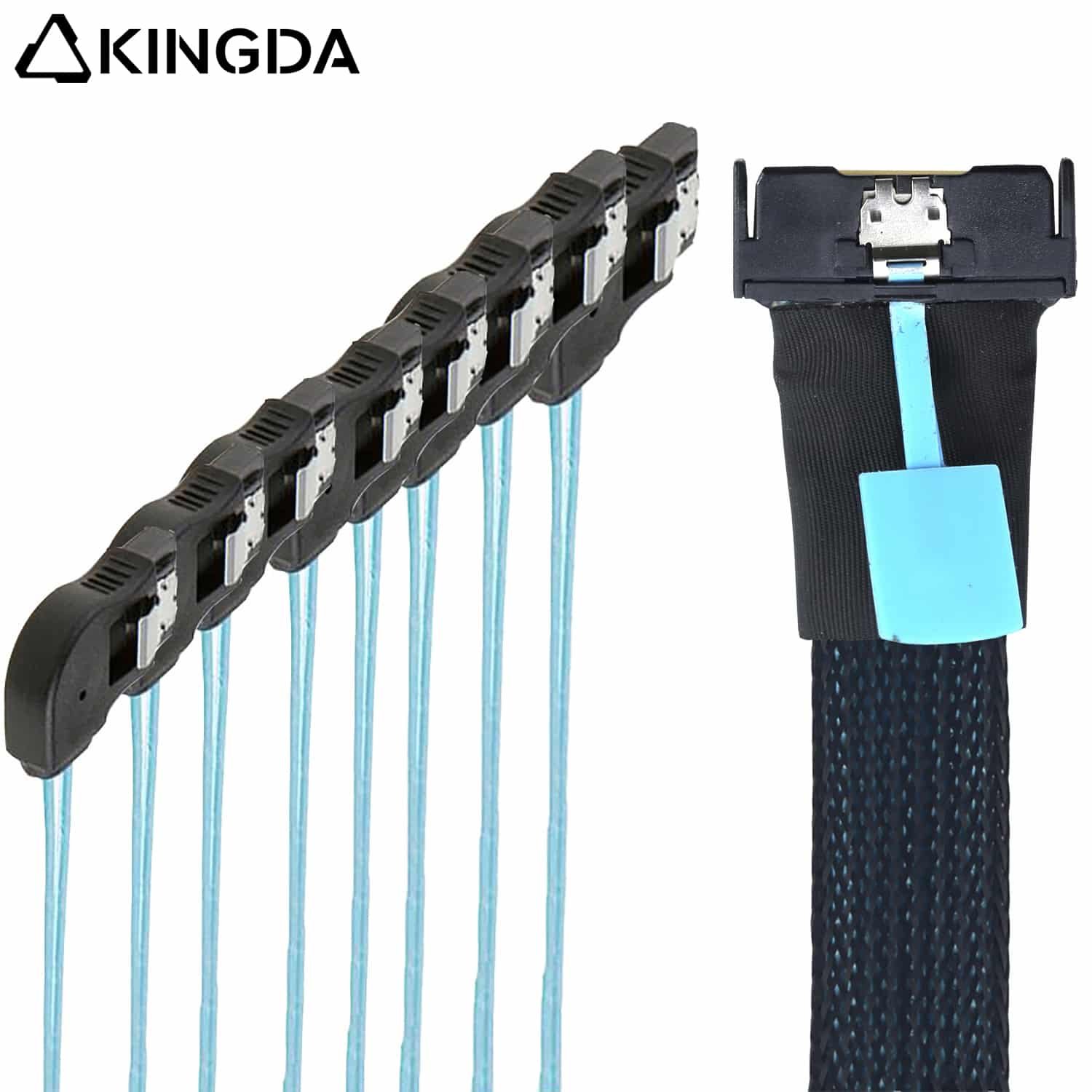 MCIO PCIE SAS SFF-8654 8I to 8 right angle SATA 7P Female cable