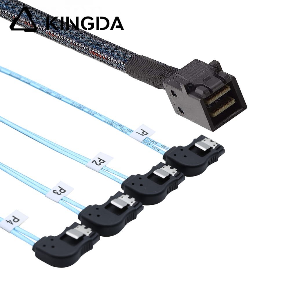 MINI SAS 8643 TO 4x left bend SATA 7P female cable