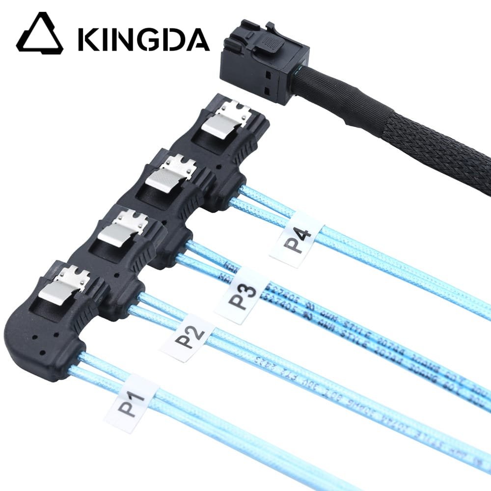 MINI SAS 8643 TO 4x right bend SATA 7P female cable