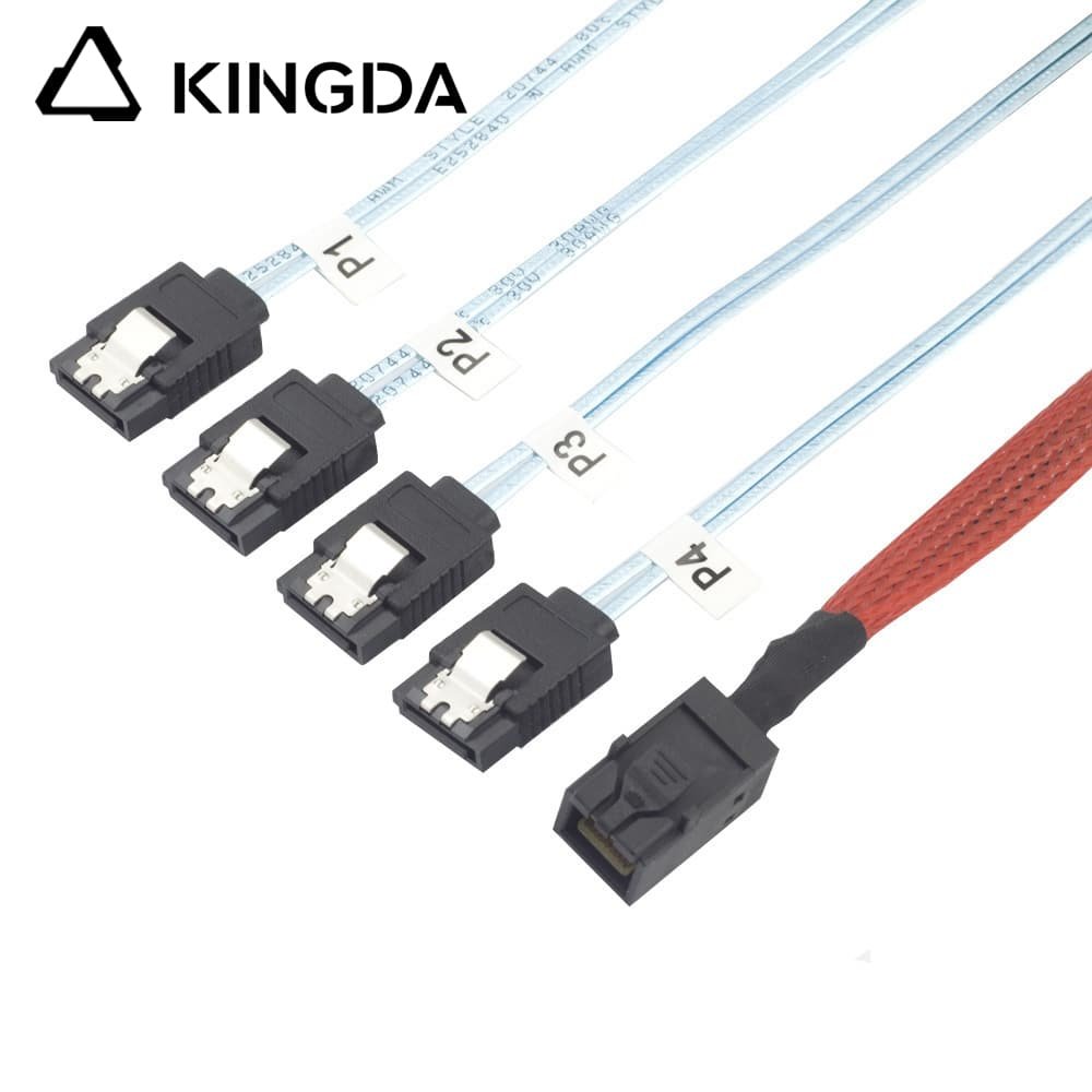 MINI SAS 8643 TO SATA 7P female red cable