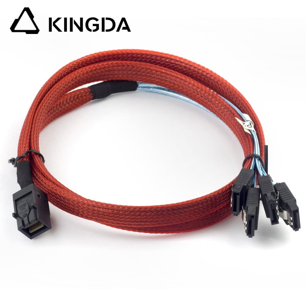 MINI SAS 8643 to 4X SATA 7P female red cable