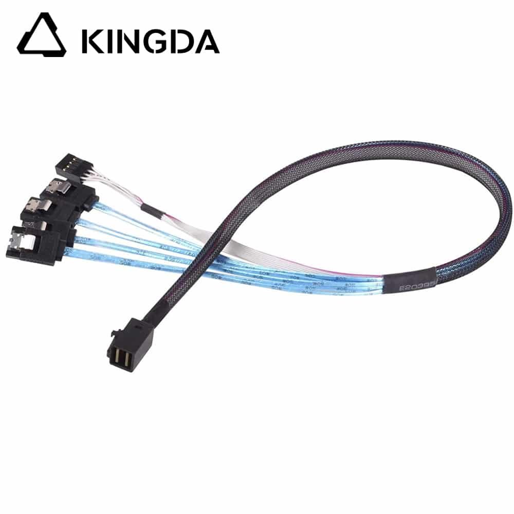 MINI SAS 8643 to 4X SATA 7P female with sideband 4p cable