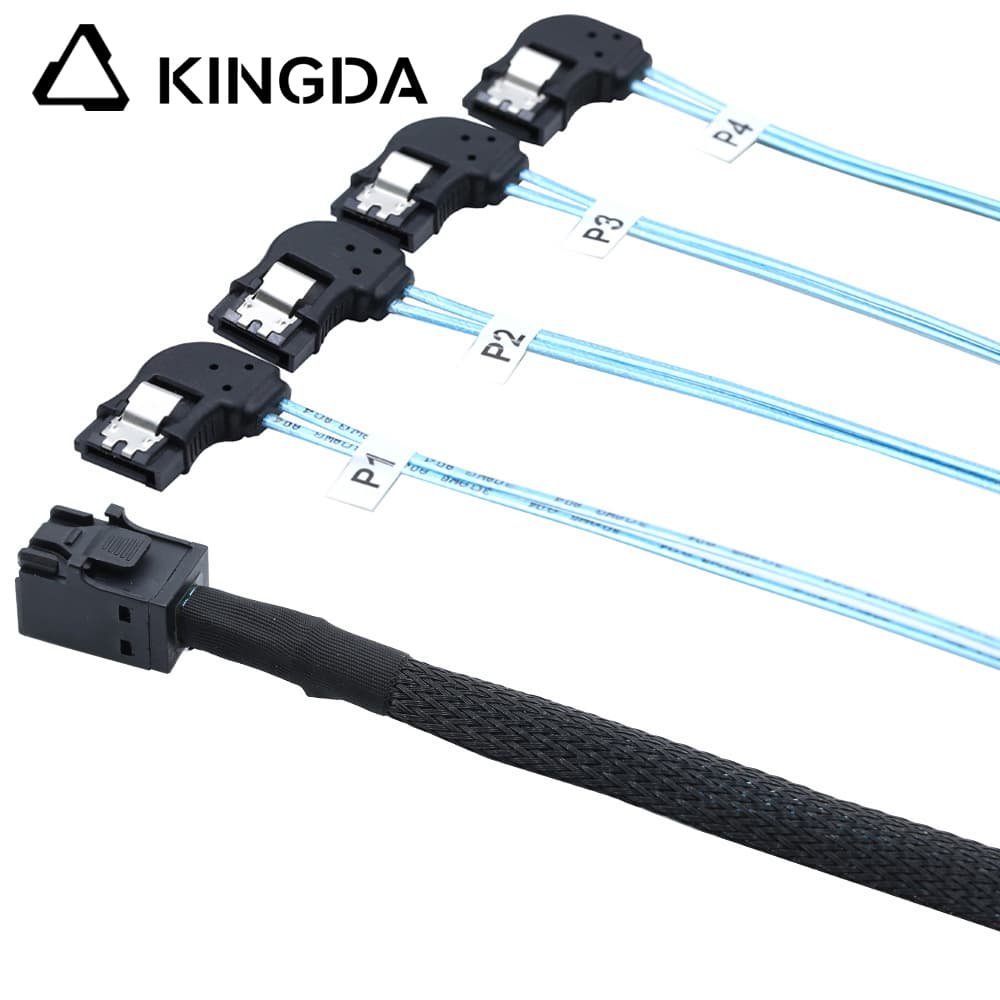 MINI SAS 8643 to 4X left turn SATA 7P female cable