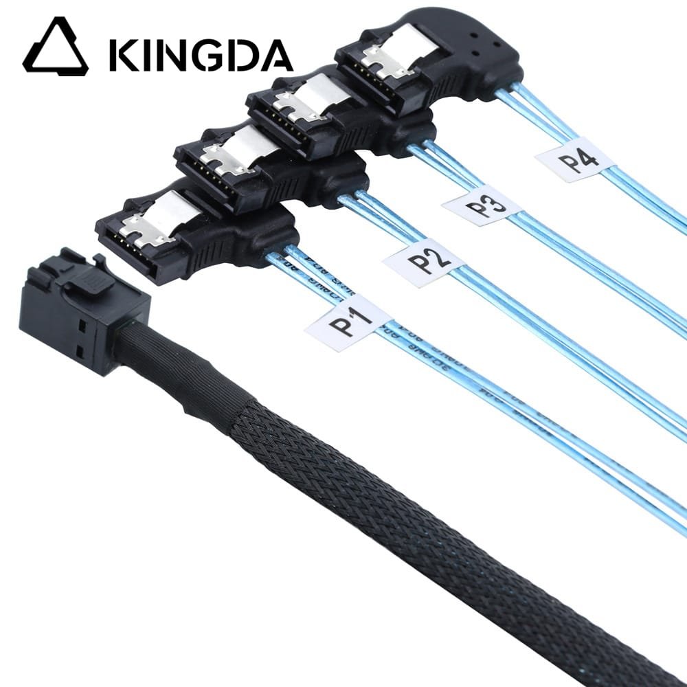 MINI SAS 8643 to 4X leftt bend SATA 7p female cabe