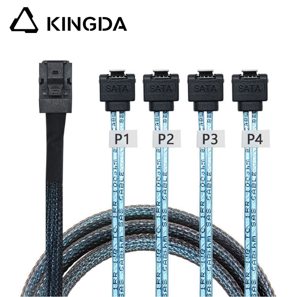 MINI SAS 8643 to 4X right angle SATA 7p female cabe