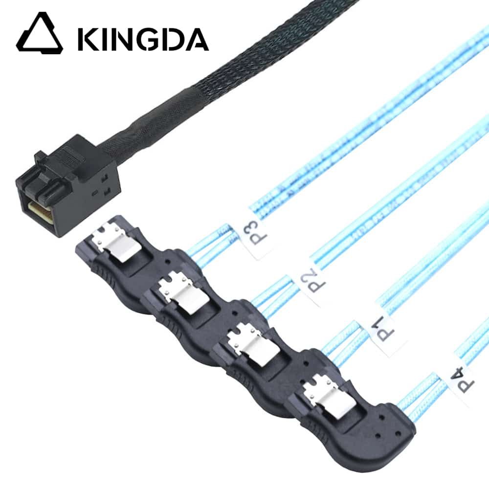 MINI SAS 8643 to 4X right bend SATA 7p female cabe