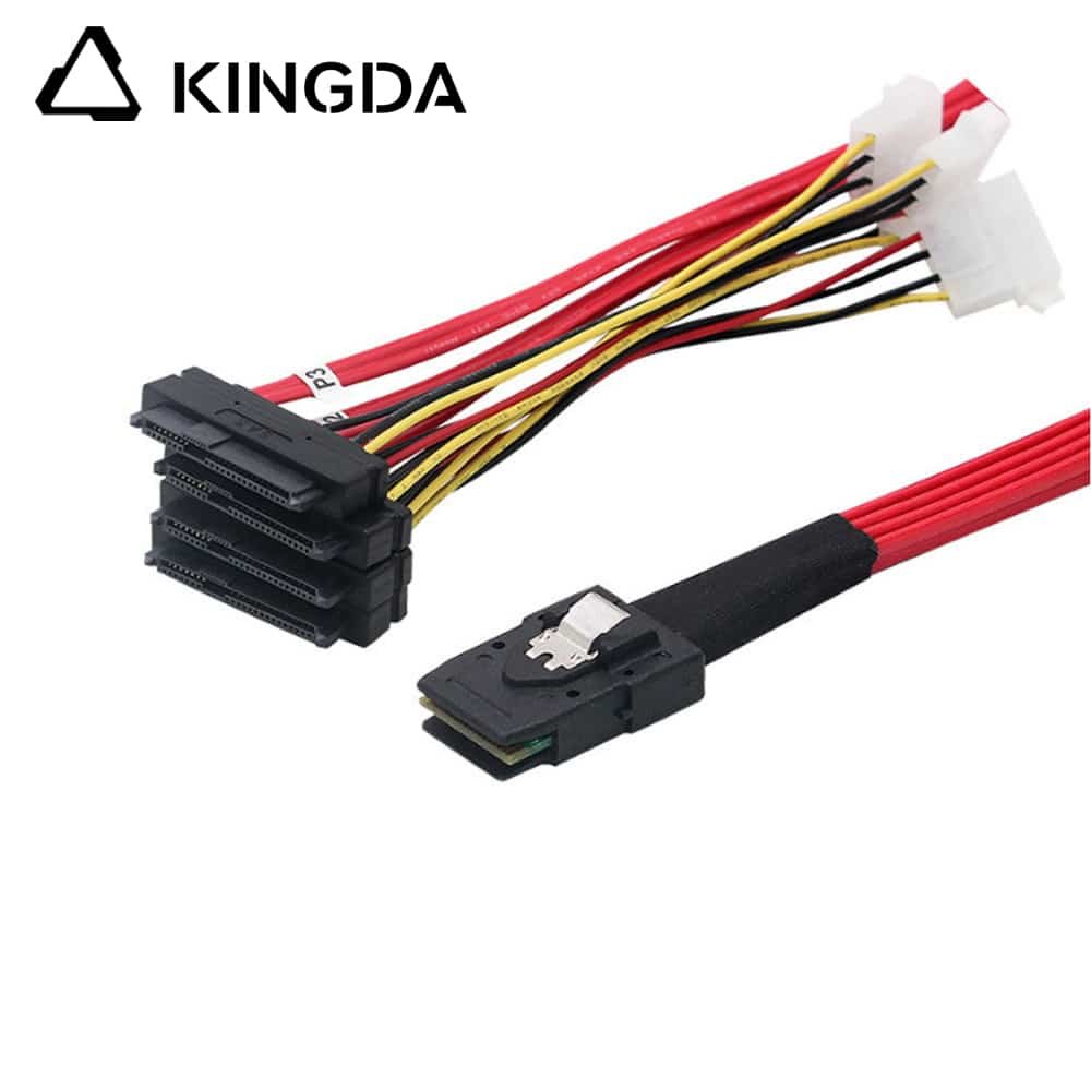 MINI SAS SFF-8087 TO 4X SFF-8482 with Power Servers In-computer Red High-Speed Connection Cable