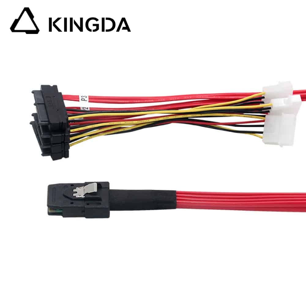 MINI SAS SFF-8087 TO 4X SFF-8482 with Power Servers In-computer Red High-Speed Connection Cable