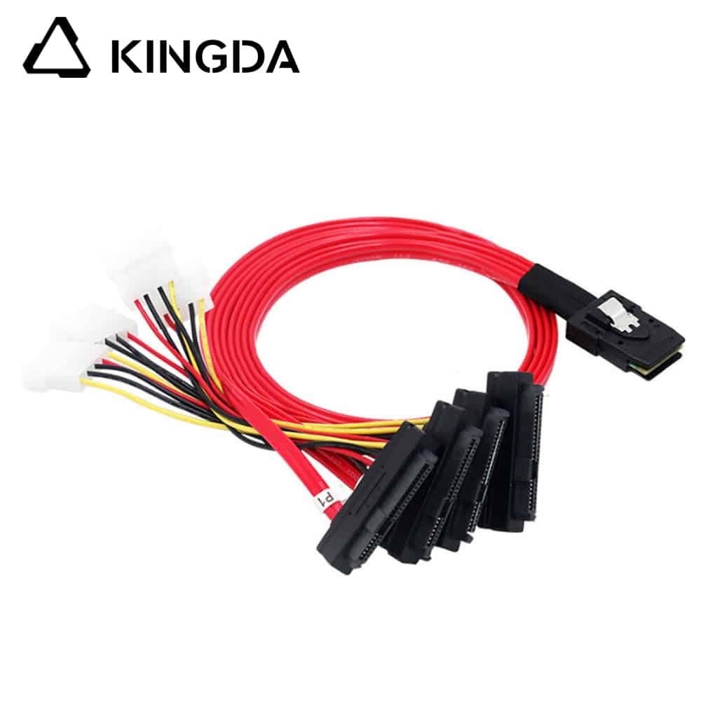 MINI SAS SFF-8087 TO 4X SFF-8482 with Power Servers In-computer Red High-Speed Connection Cable