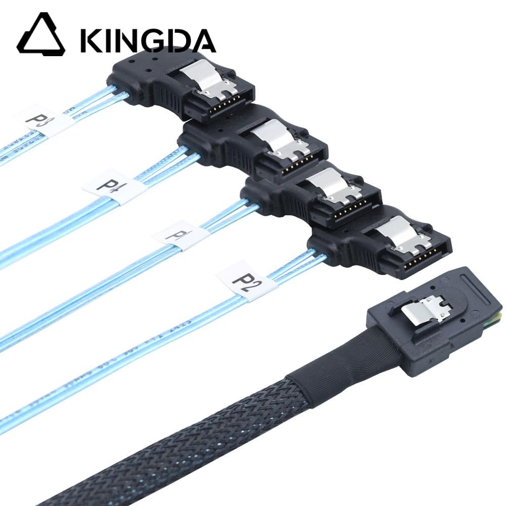 Mini SAS HD SFF-8087 to 4X Right turn 90 degree SATA High Speed Server Internal Connection Wire Harness