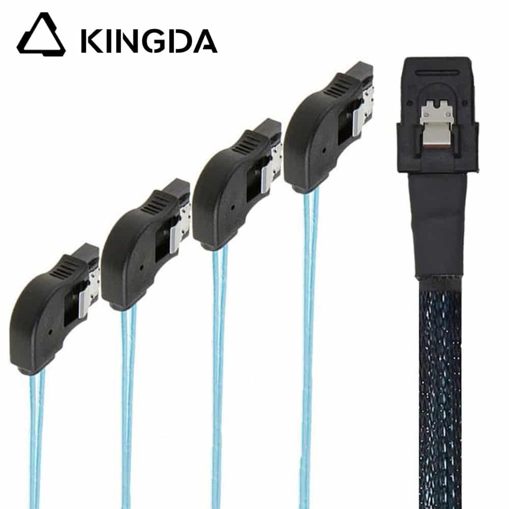 Mini SAS HD SFF-8087 to 4X Right turn 90 degree SATA High Speed Server Internal Connection Wire Harness