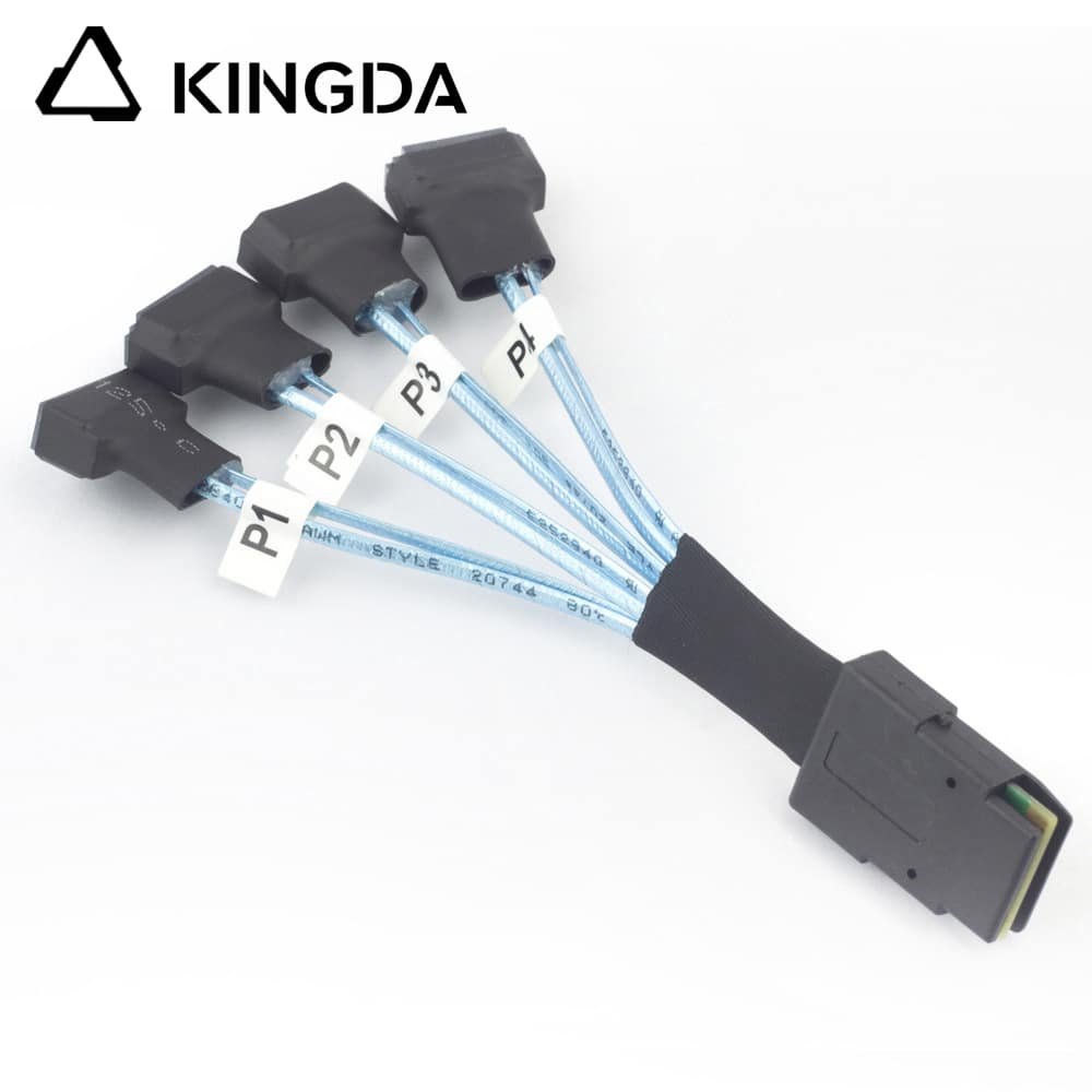 Mini SAS HD SFF-8087 to 4X SATA 7P male High Speed Server Internal Connection Wire Harness